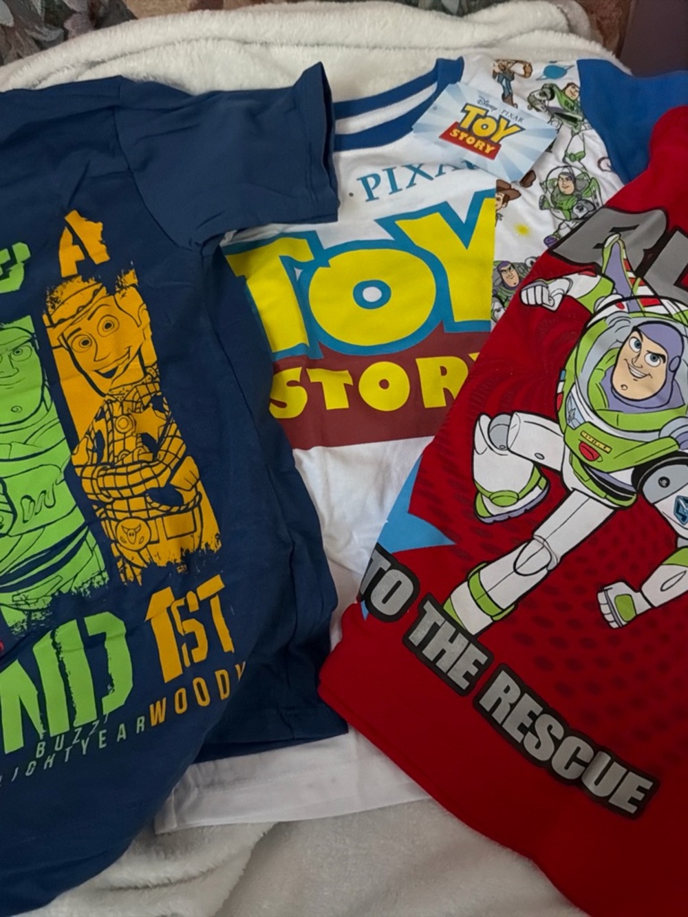 Disney Pixar Toy Story Kids Graphic Tee - Blue, White, Yellow Set of 3 NWT
